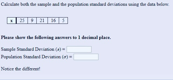 Standard deviation example calculation